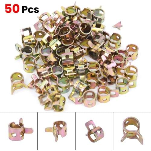 50Pcs/set 6mm Spring Steel Clip Fuel Oil Line Rubber Vacuum Hose Clamp Tool Kit for Band Clamp Metal Fastener Assortment Kit