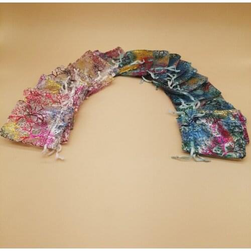 50Pcs Striped Sachet Bag Colorful Coral Organza Bags Drawstring Mini Bags for Women Wedding Gifts Jewelry Packaging Storage Bag