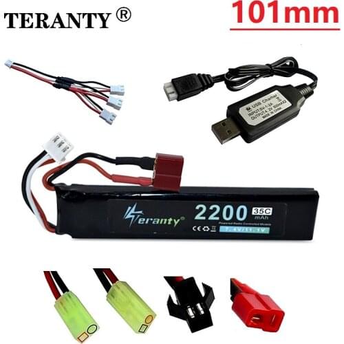 7.4V Water Gun Lipo Battery + Charger 2S 2200mAh 35C for AKKU Mini Airsoft BB Air Pistol Electric Toys RC Parts 452096 #101mm
