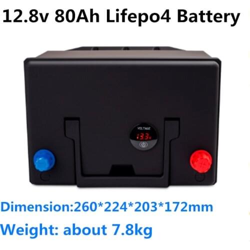 GTK 12.8V 80Ah Lifepo4 battery pack LCD screen with strong BMS for Solar Storage power system + 14.6v 10A charger