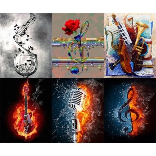5D Diy diamond painting Water & fire Musical instruments diamond embroidery cross stitch pattern resin full round mosaic decor