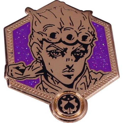 Anime JoJos Bizarre Adventure GIOGIO Giorno Giovanna Cartoon Copper Enamel Clothes Hat Bag Lapel Badge Brooch Pin Accessories