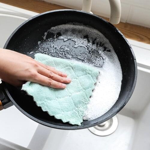 Nonstick Oil Coral Velvet Hanging Hand Towels Kitchen Dish Cloth Super Absorbent Soft Wash Towels#W