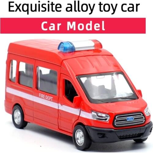 Caipo Ford Transit Fire fighting vehicles Alloy Diecast Car Model Toy /Pull Back /Kids Gifts/Educational/Collection