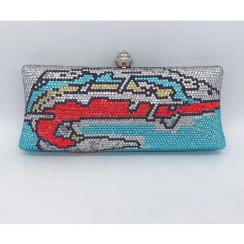 White/Yellow/Black/Blue Multicolored Evening Crystal Clutch Party Prom Crystal Clutches Best Desiner Ladies Rhinestone Purse