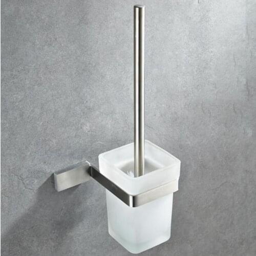 Free Shipping Stainless Steel Toilet Brush Holder Bathroom Accessories WC Brush With A Long Handle For Home