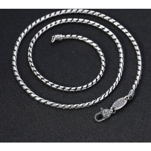 100% Real 925 Sterling Silver Women Men Buddha Mantra Vajra 3mm Thick Snake Chain Statement Pendant Necklace Jewelry Free Ship