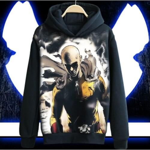 Anime One Punch Man Hoodie Saitama Black casual Coat Cosplay Costume