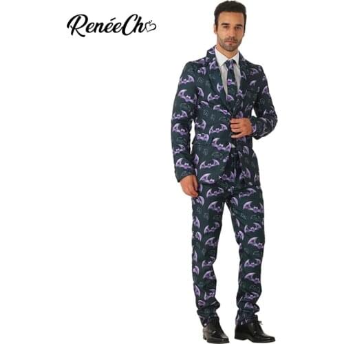 Crazy Suit Halloween Costume For Adult Men`s Bat Suit Costume Carnival Costume 2018 Blazer Male Quality Party Suit For Christmas