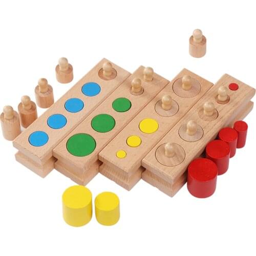 Wooden Montessori Education Cylinder Sockets Block Toys Baby Development Practice & Sensory Set Family Toys