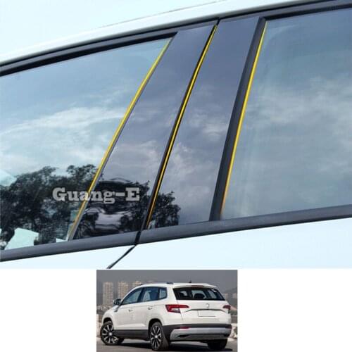 For Skoda Karoq 2017-2021 Car PC Material Pillar Post Cover Door Trim Window Piano Black Molding Sticker Plate Parts