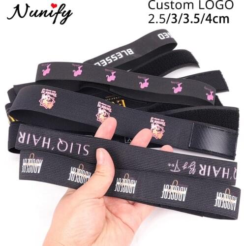 Customized Your Own Logo Or Name Adjustable Edge Elastic Band For Wigs Frontal Wrap Headband Black 2.5 3 3.5Cm Hair Accossories