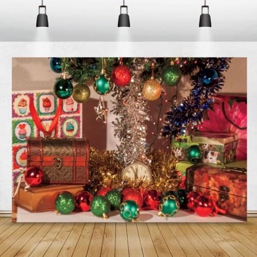 Laeacco Merry Christmas Festival Ball Gift New Year Party Warm Decor Photophone Baby Child Photo Background Photography Backdrop