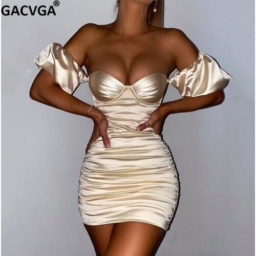 GACVGA 2021 New Sexy Off-Shoulder Party Night Dress Womens Backless Mini Dress Bodycon Slim Short Sleeve Ladies Vestidos