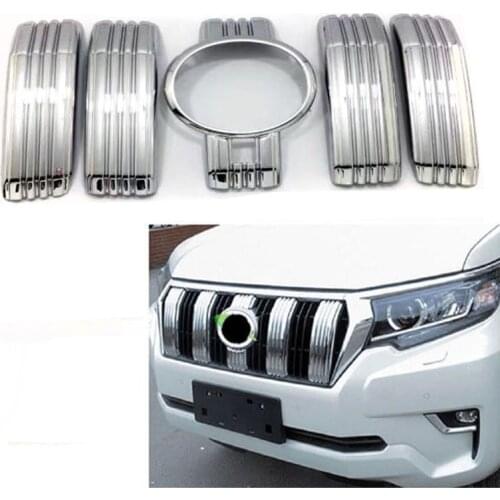 ABS Front Grille Grill Net Decoration Stickers Cover Trim Without Camera Hole For Toyota Land Cruiser Prado FJ150 2018
