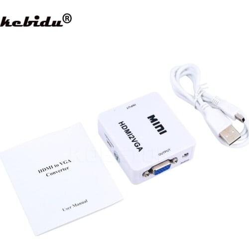 HDMI-compatible to VGA Converter with Audio Converter for HDMI-compatible to VGA Monitor Adapter for PC Laptop HDTV Projector