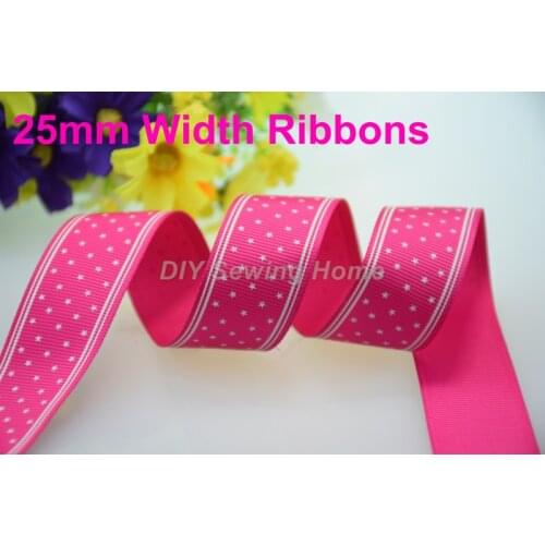 1" (25mm) width, dots printed ribbon Polyester Grosgrain ribbon, DIY hairbow accessories, gift package Free Shipping#2869