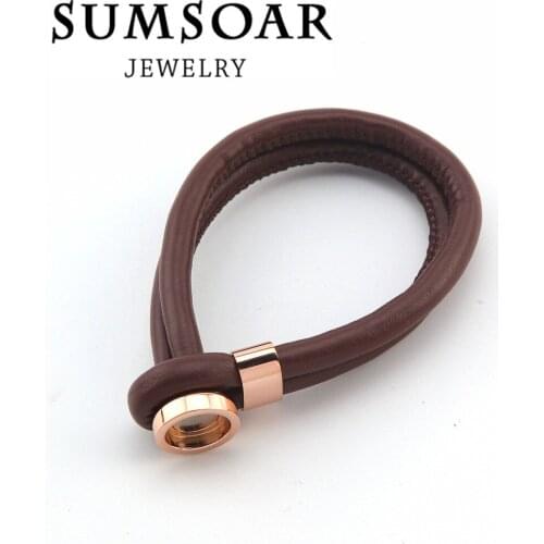 5pcs/lot Hot Sale Cambio Leather Brown Bracelet fit Magnet Coin
