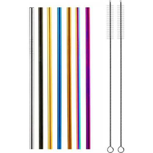 Reusable Metal Drinking Straws 3/6/7/8Pcs 304Stainless Steel Sturdy Bent Straight Drinks Straw Environmentally Friendly products