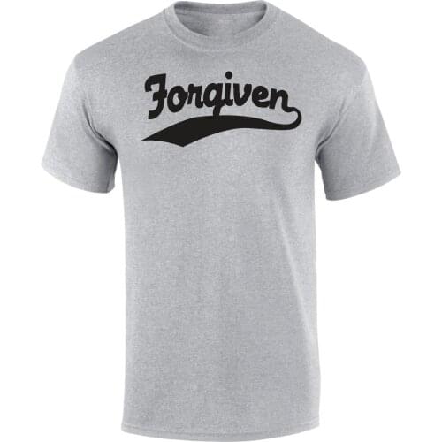 Fashion Men T Shirt Free Shipping Forgiven Slogan Gods Love Jesus Christ Grace Faith Christian Mens T Shirt Summer T-shirt