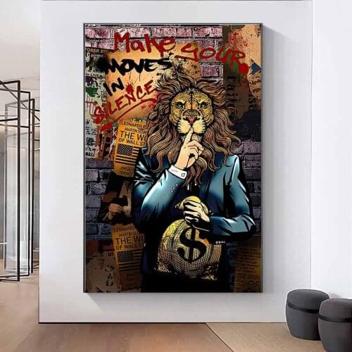 Wall Poster Lion Prints On Canvas Abstract Street Art Painting Modern Home Decoration Picture Wall Art Frameless