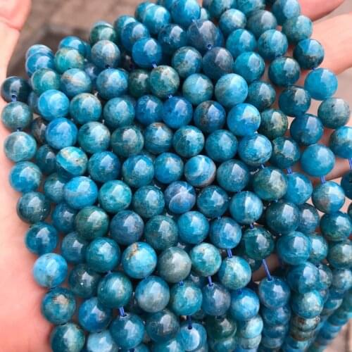 Natural Apatite 4-12mm round Gemstone beads for 925 sterling silver Jewelry Making Necklace Bracelet 15inch ICNWAY