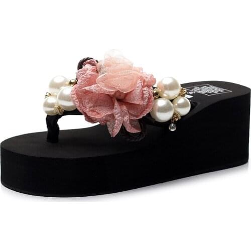 Women Shoes Beach Slippers Summer Hot Pearl Korean-Style Flip-flopsPlatform Non-Slip Outwear Holiday Travel Slippers 35-42 11
