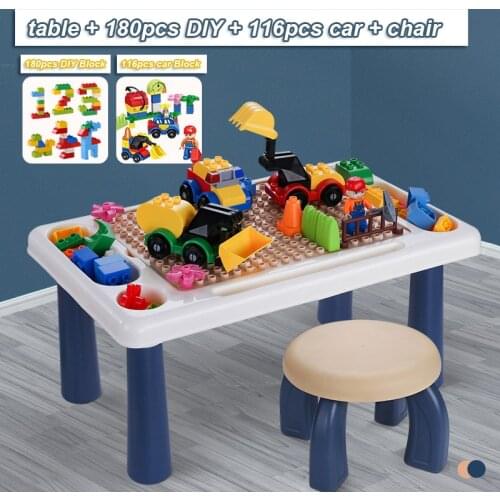 QWZ New Multifuncational Building Blocks Table Playing Writing Board for Children Toys Learning Desk For Kid Gifts