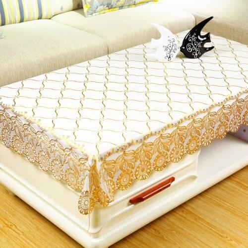 European-style Table Mat Cloth Coffee Table Table Cloth Waterproof PVC Lace Living Room Household Rectangular Coffee Table Mat