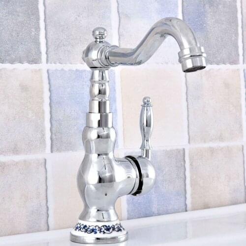 Modern Polished Chrome Single Handle Bathroom Sink Mixer Faucet Rotation Bathroom Kitchen Hot and Cold Water Taps Nsf674