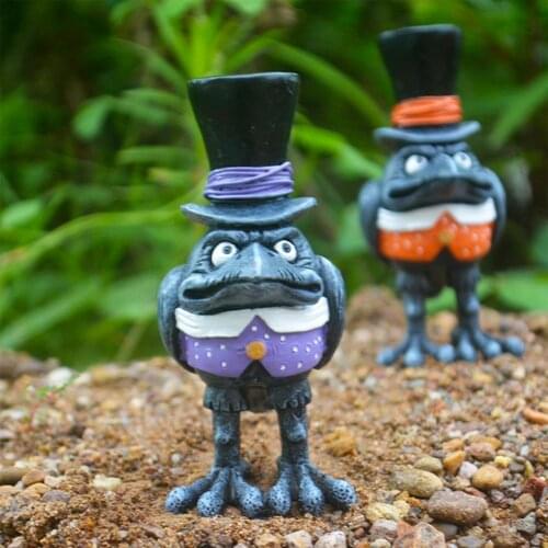 Raven Statue Figurines Halloween Garden Lawn Crafts Decoration Animal Crow Sculpture Backyard Patio Ornaments Home Art Decors