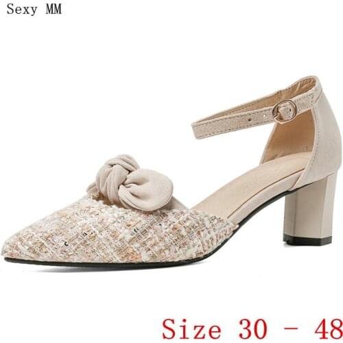 Low High Heels Women D'Orsay Pumps Low High Heel Shoes Woman Shoes Small Plus Size 30 31 32 33 - 40 41 42 43 44 45 46 47 48