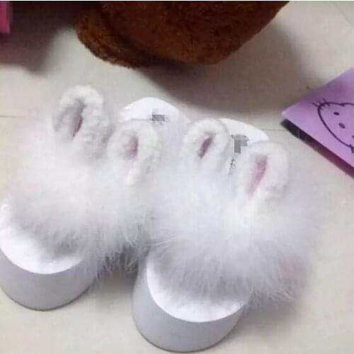 Womens indoor shoes cute warm Rabbit Ears Slippers Women Summer Lovely fur Slippers Home Floor Shoes beach flip flop