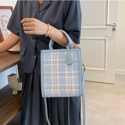 Women Paid Zipper Shoulder Bag Canvas Handbag Casual Tote Female Eco Crossbody Bag Vintage Messenger Bags