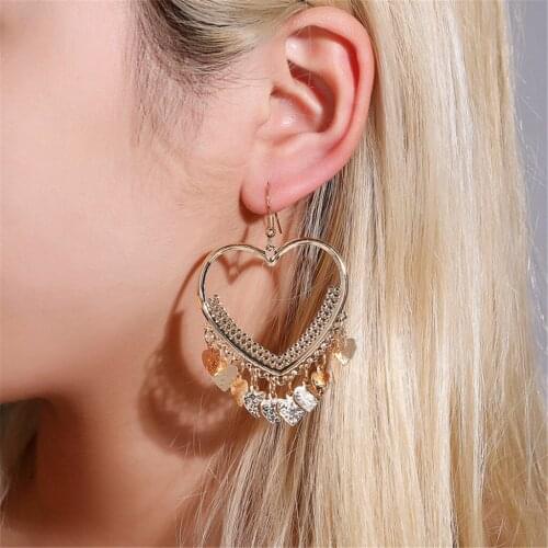 Womens Earrings National Exaggerated Earrings Simple Geometric Love Tassel Earrings Female Long Earrings серьги женские #40