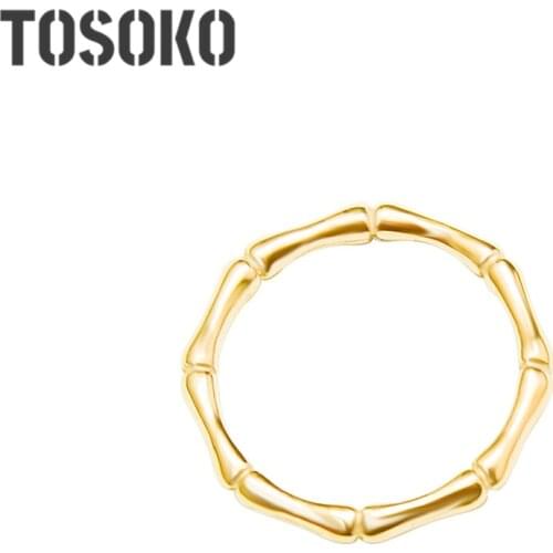 TOSOKO Stainless Steel Ring Bamboo Design Ring Simple Fashion Female Jewelry BSA084