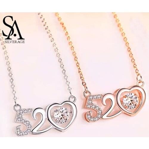 SA SILVERAGE 2021 New Heart-shaped Clavicle Chain Valentines Day Send Girlfriend 520 Necklace Women Summer 925 Sterling Silver