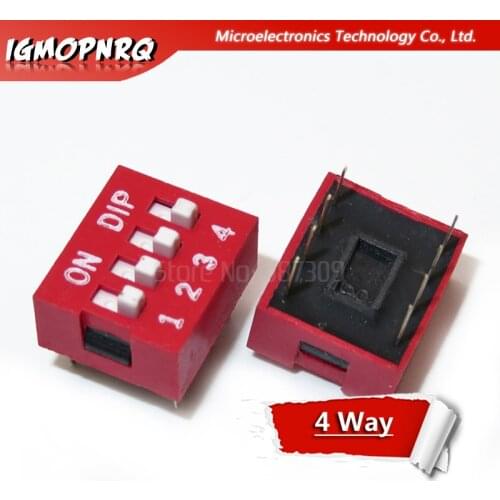 10PCS DIP Switch 4 Way 2.54mm Toggle Switch Red Snap Switch Wholesale Electronic