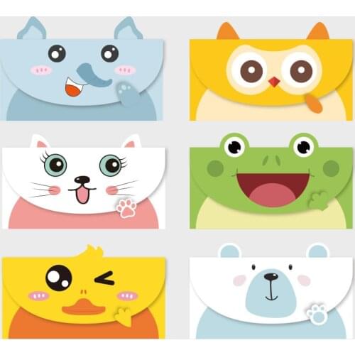 10 Pieces Of Colorful Cartoon Animal Envelope Message Thank You Card Envelope Baby Birthday Party Invitation Holiday Envelope
