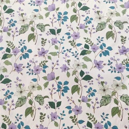 160x50cm Purple Orange Pastoral Medium Flower Twill Cotton Fabric, Making Bedding Quilt Dress Cloth
