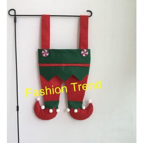 200pcs/lot free shipping Christmas elf gift bags monogram candy holder bags X-mas elf pants stocking ornament decoration