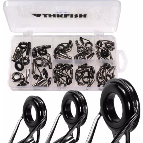 40Pcs/box 3mm-5.5mm Fishing Rod Guide Tip Tops Repair Kit DIY Fishing Tackle Double Ceramic Guides Ring Fishing Rod Guides