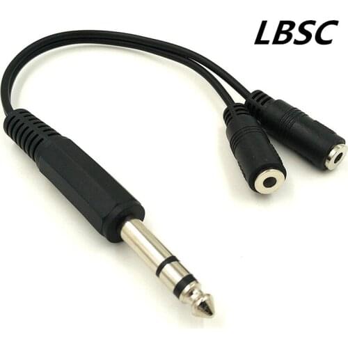 6.35mm 1/4 inch TRS Stereo Jack Male to 2 Dual 3.5mm (Mini) 1/8" Stereo Female Y Splitter Cable 20cm/8inch