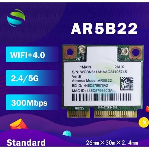 Atheros AzureWave AR9462 AR5B22 WB222 Half Mini PCIe 300M+ Bluetooth4.0 WLAN Wifi Wireless Card