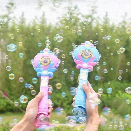Automatic Electric Magic Wand Soap Bubble Blowing Gum Butterfly Wing Music Bubble Machine Blower Kids Toys