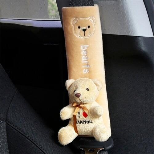 Cute Car Seat Belt Cartoon Shoulder Pads Comfortable Warm Flannel Cartoon Seat Belt Safety Protector for Women Child Baby