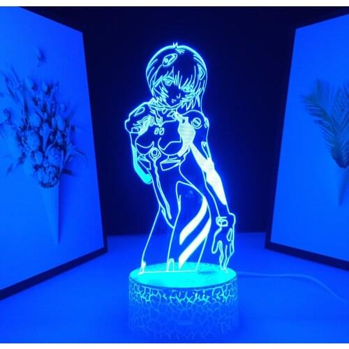 Ayanami Anime Figure Rei 3D LED Lamp for Room Decor Birthday Gift Night Light Rgb Colorful Manga Room Desk Lamp Dropshipping