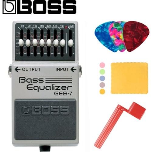 Boss GEB-7 7-Band Bass EQ Pedal Bundle with Picks, Polishing Cloth and Strings Winder