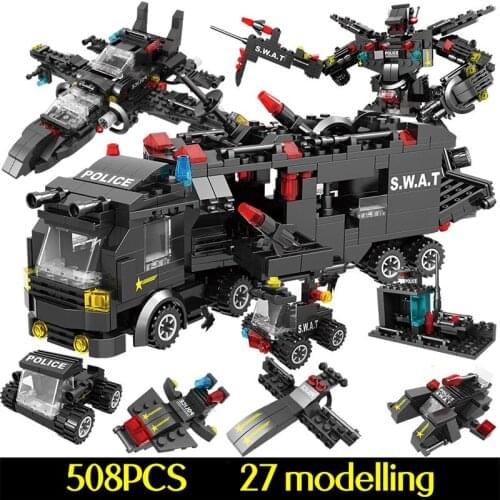 715pcs Legoo City Police Station, Building Blocks For City SWAT Team Truck House Blocks Technic Toy lego For Boys Children