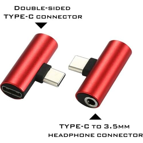 TYPE-C adapter Dual TYPE-C connector or 3.5mm headphone connector Audio charging 2 in 1 adapter for TYPE-C mobile phone